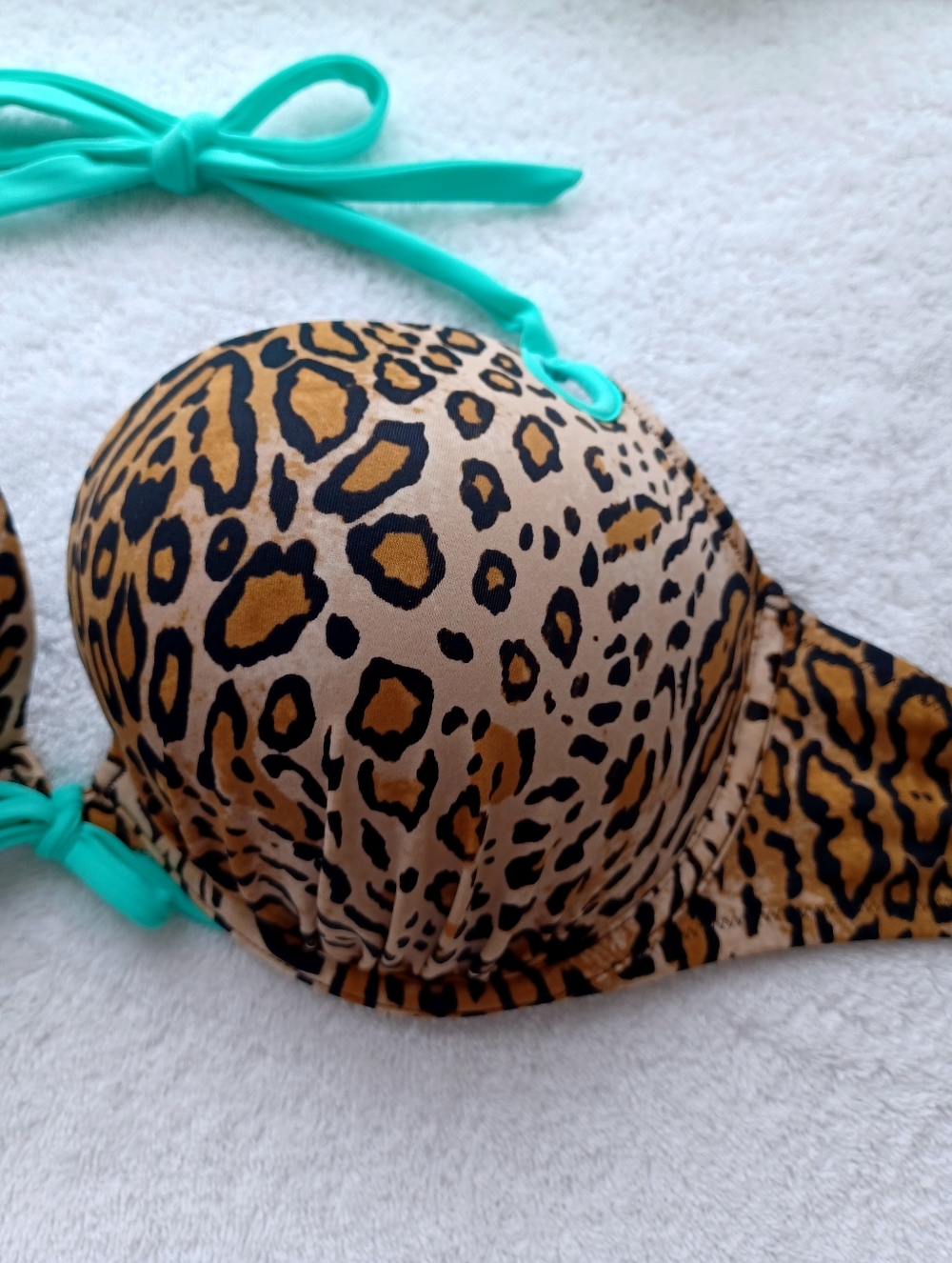 Victoria's Secret Bombshell Leopard Print Push-Up Padded Bikini Top, Size 36D - Picture 8 of 16